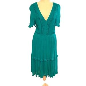 Sundance Catalog Monaco Meetup Dress in Sea Green Size Medium Gauzy Flowy MIDI
